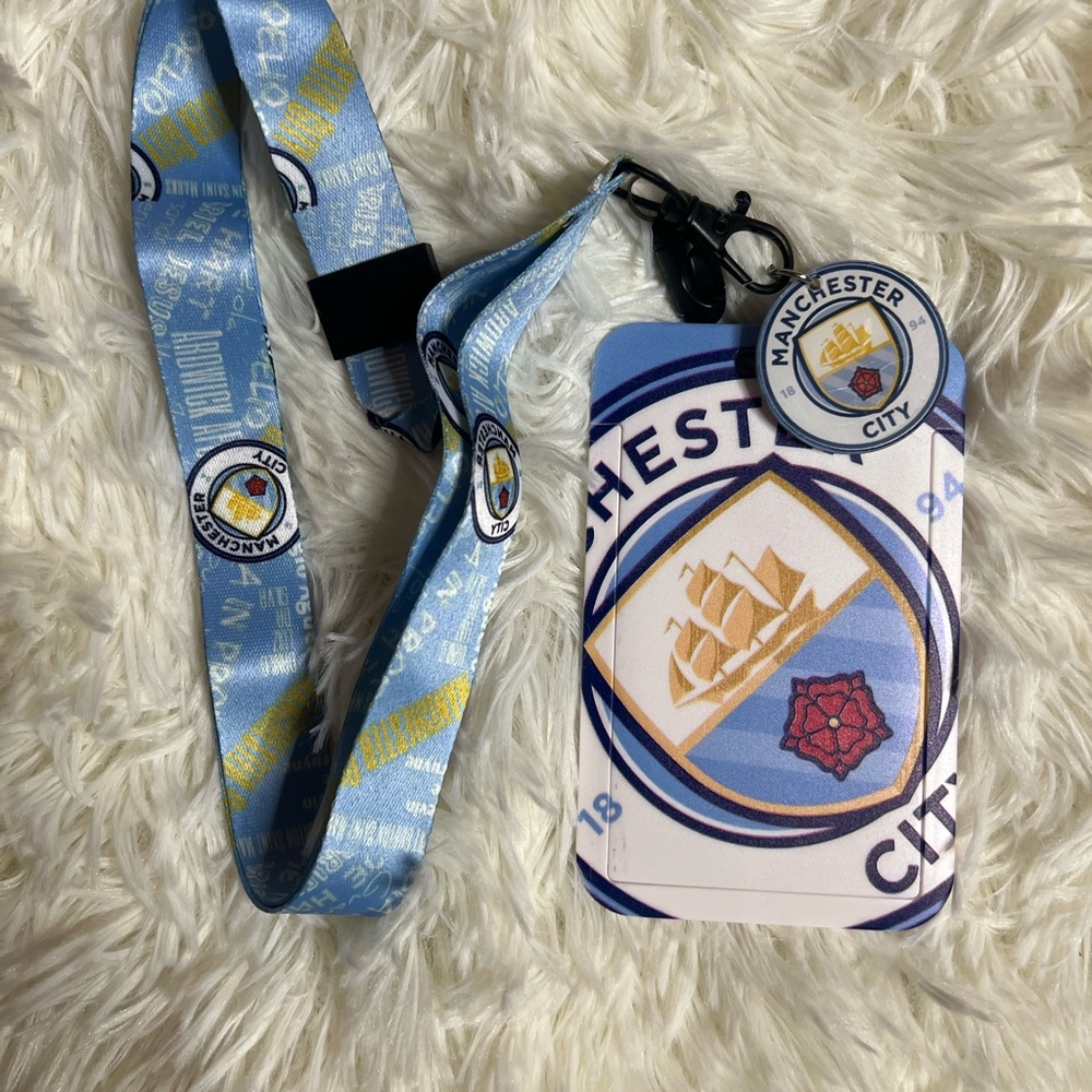 Manchester City Lanyard with ID Badge Holder & Keychain, CAN BUNDLE ITEMS